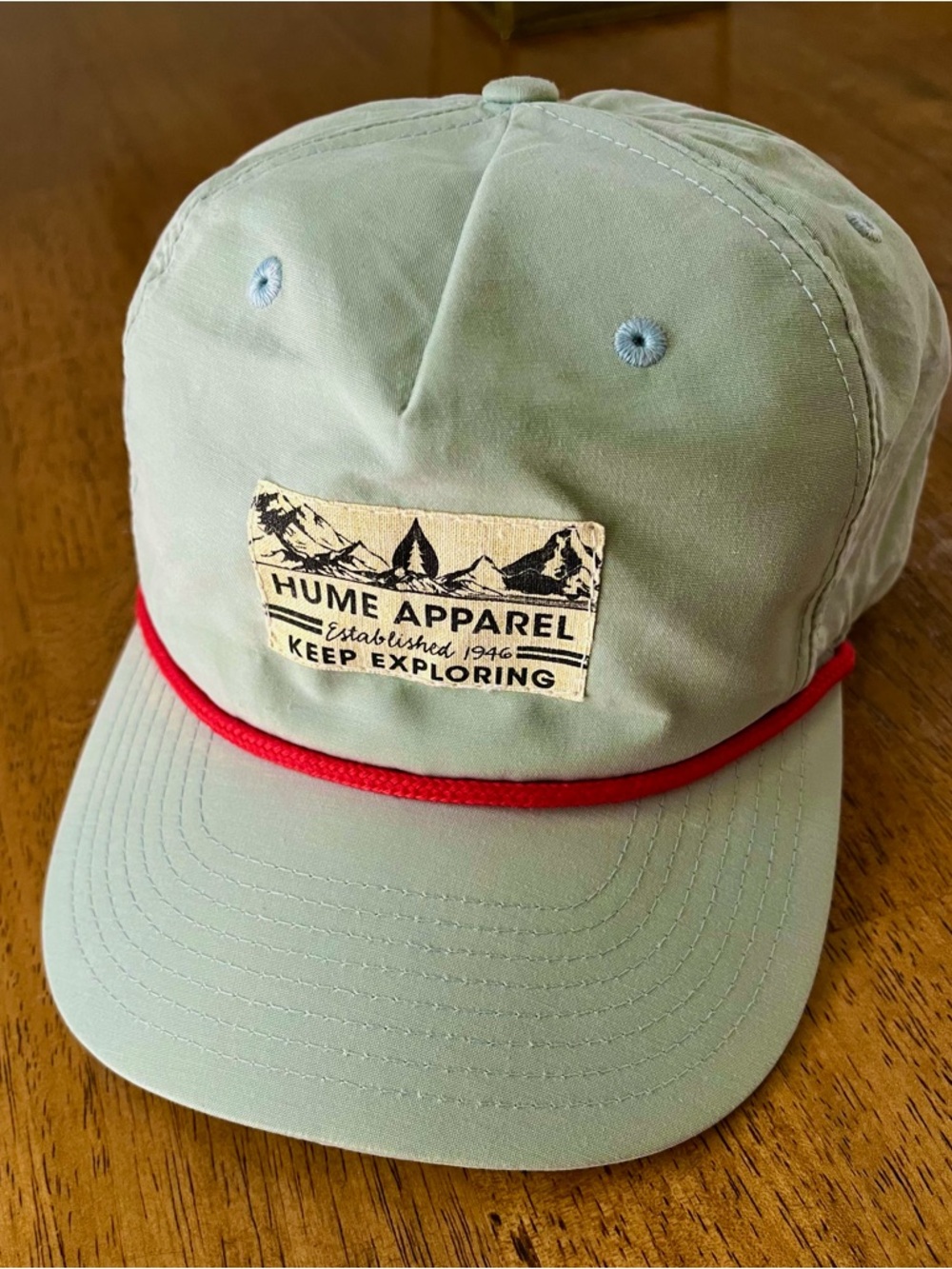 Women's Hume Lake Sage Green Cap with Red Trim